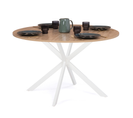 Table à Manger Ronde Alix 4-6 Personnes Pied Araignée Bois Et Blanc 110 Cm