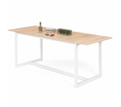 Table à Manger Extensible Detroit 6-10 Personnes Design Industriel Bois Et Métal Blanc 160-200 Cm