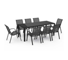 Salon De Jardin Madrid Table 190 Cm Et 8 Chaises Empilables Noires