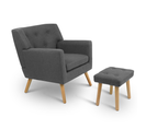 Fauteuil Scandinave Liv Avec Repose Pieds En Tissu Gris Anthracite