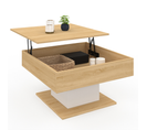 Table Basse Plateau Relevable Eden Carrée Bois Et Blanc