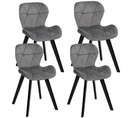 Lot De 4 Chaises Robine En Velours Gris Clair Pieds Noirs