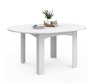 Table à Manger Extensible Ronde Dona 4-6 Personnes Blanc 120-160 Cm