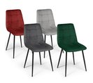 Lot De 4 Chaises Mila En Velours Mix Color Vert, Gris Clair, Gris Foncé, Bordeaux