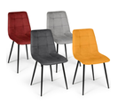 Lot De 4 Chaises Mila En Velours Mix Color Vintage Bordeaux, Gris Foncé, Gris Clair, Jaune Ocre