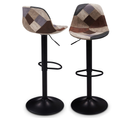 Lot De 2 Tabourets De Bar Karl Design Patchworks Marron, Gris Et Beiges Pied Noir