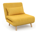 Fauteuil Convertible Romeo Lit D'appoint 1 Place 80x190 Cm Tissu Jaune