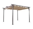 Pergola Rétractable Polyester Beige Métal Époxy Noir