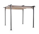 Pergola Rétractable Polyester Beige Métal Époxy Noir