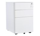 Caisson De Bureau 3 Tiroirs Verrouillables Acier Blanc