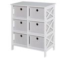 Commode Design Contemporain 6 Tiroirs Mdf Blanc Non Tissé Gris Clair