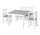 Ensemble De Table Et Chaises Enfant - Set De 4 Pièces - Mdf Pin Blanc Gris