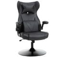 Fauteuil Gaming Base Ronde Métal Pivotant Hauteur Réglable Coussins Noir