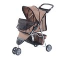 Poussette Buggy Pour Chien Chat Animaux Roue Avant Pivotante 360° Marron