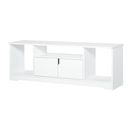 Meuble TV Design 3 Niches + Placard Double Porte - Panneaux Particules Blanc