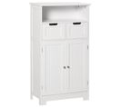 Meuble Bas De Salle De Bain Multi-rangements Mdf Blanc