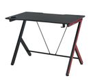 Bureau Gaming Avec Crochet Et Porte-gobelet Patin Réglable Noir Et Rouge