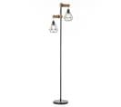 Lampadaire Industriel Double Suspension Métal Filaire Hauteur Réglable Noir