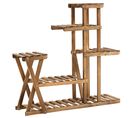 Étagère à Fleurs En Bois - Porte Plante Bois 6 Tablettes Bois Sapin