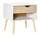 Chevet Design Scandinave Avec Niche Blanc Aspect Chêne Clair