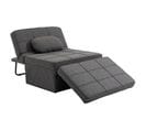 Fauteuil Chauffeuse Chaise Longue Pouf 3 En 1 Lin Gris