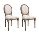 Lot De 2 Chaises Médaillon Louis Xvi Bois Sculpté Patiné Lin