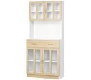 Armoire De Cuisine Multi-rangement Blanc Aspect Chêne Clair