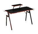 Bureau Gaming Grand Plateau Brackets Étagère Écran Châssis Acier Rouge Noir