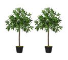 Lauriers Artificiels 0,90h M - Lot De 2 Lauriers Boules Artificiels Avec Pots