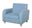 Fauteuil Enfant Design Scandinave Grand Confort Lin Bleu