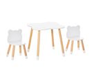 Ensemble Table Et Chaises Enfant Design Scandinave Motif Ourson Blanc Bois Pin