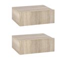 Lot De 2 Chevets Muraux - Tiroir Coulissant, Plateau - Aspect Bois