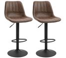 Lot De 2 Tabourets De Bar Vintage Revêtement Synthétique Marron