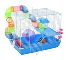 Cage à Hamster Rongeur 2 Niveaux Avec Accessoires Métal Blanc Pp Bleu