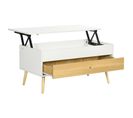 Table Basse Relevable - Tiroir, Coffre - Blanc Aspect Bois Clair