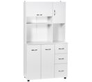 Armoire De Cuisine Multi-rangement Mdf Blanc