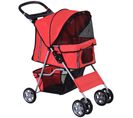 Poussette Buggy Pliable Pour Chiens Tissu 600d Oxford Imperméable 4 Roues