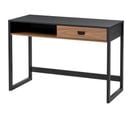 Bureau Style Industriel Casier Tiroir Panneaux Noir Aspect Noyer