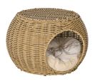 Panier Chat Lit Chat Style Cosy Résine Aspect Rotin Beige