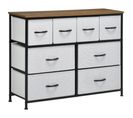 Commode 8 Tiroirs - Structure Acier Noir Tissu Pliant Gris