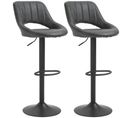 Lot De 2 Tabourets De Bar Avec Repose-pieds Revêtement Synthétique Noir