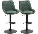 Lot De 2 Tabourets De Bar Vintage Revêtement Synthétique Vert