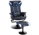 Fauteuil Gamer Inclinable Pivotant Avec Repose-pied Bleu Noir