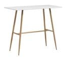 Table De Bar Rectangulaire Style Scandinave Acier Aspect Bois Mdf Blanc