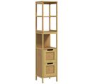 Meuble Colonne Rangement Salle De Bain Mdf Aspect Bois Clair Bambou