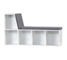 Bibliothèque Banc 2 En 1 - 5 Casiers Coussins Inclus - Blanc Gris Chiné