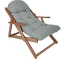 Fauteuil De Jardin Pliable Bois Avec Coussin Capitonné Gris