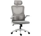 Fauteuil De Bureau Ergonomique Réglable Avec Support Lombaires Et Tétière Blanc Gris