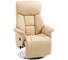 Fauteuil Relax Inclinable Repose-pied Réglable Revêtement Synthétique Beige