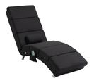 Fauteuil Relax Massant Chauffant Design Contemporain Métal Chromé Tissu Noir